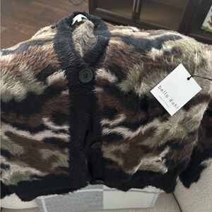 Bella Dahl Black and Brown Fuzzy Cardigan